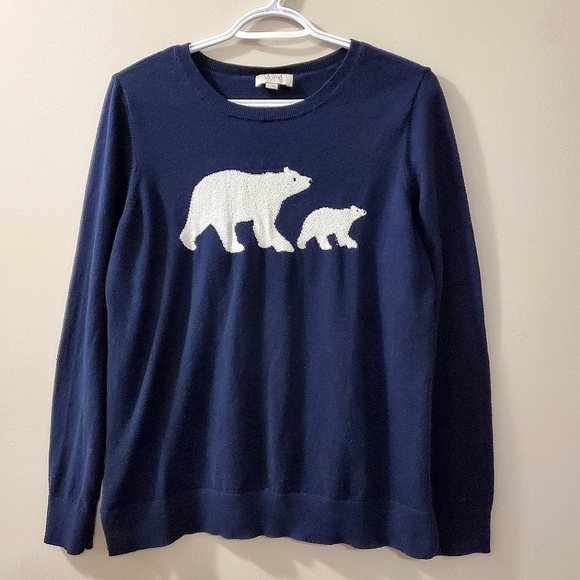 Loft - Polar Bears Sweater in Navy - Size L - Picture 1 of 5